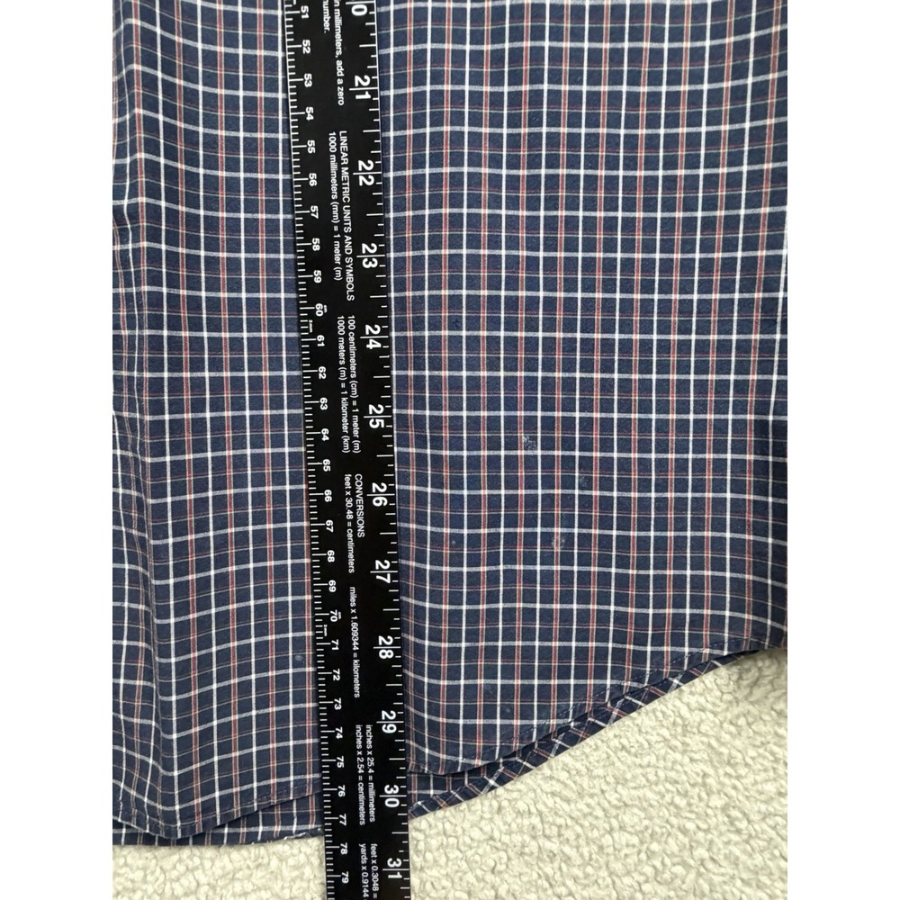 Polo Ralph Lauren Mens L Bradford Custom Fit Navy Plaid Short Sleeve Shirt - Picture 7 of 11